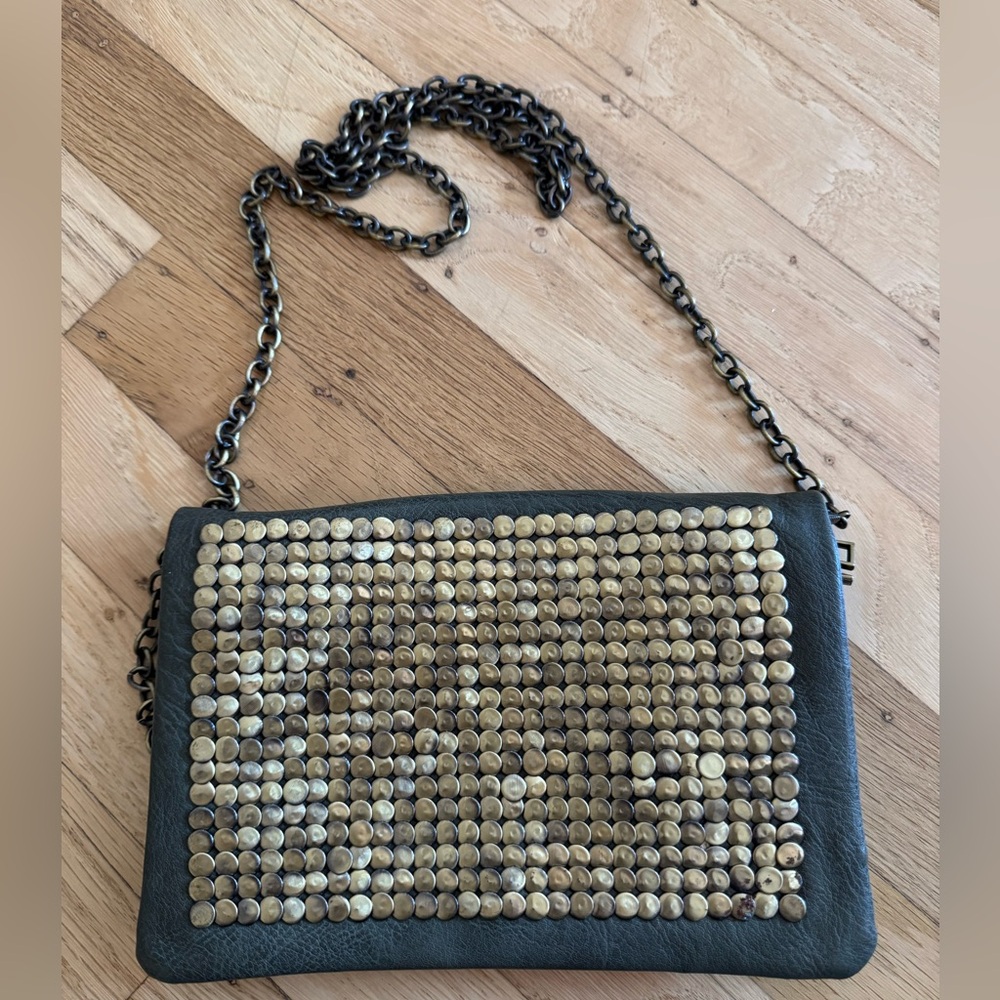 Studded Olive Green and Gold Women's Bag